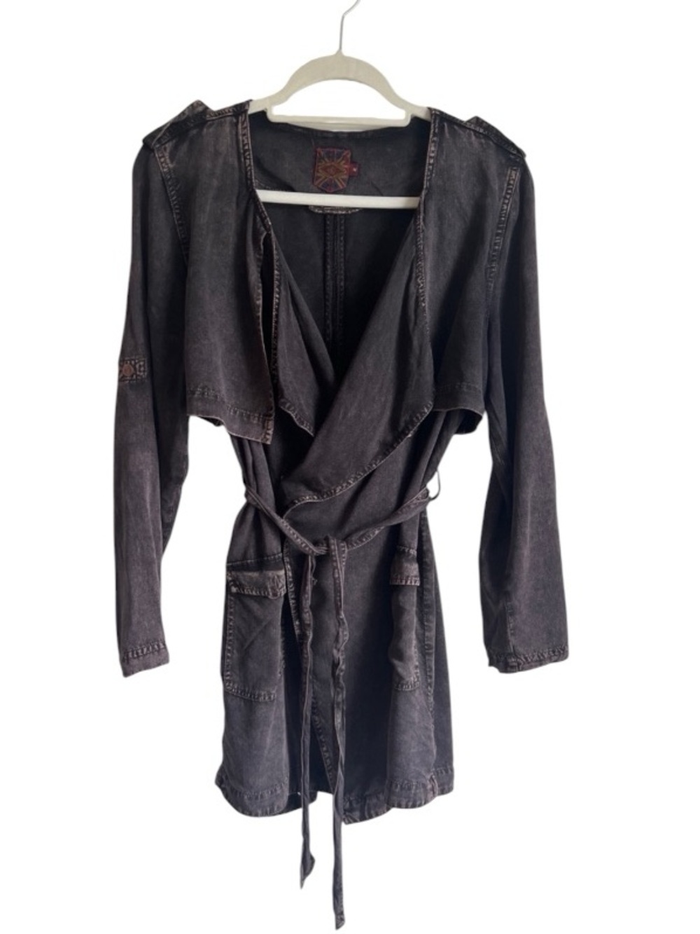 Lee Cooper Trench Utility Dark Wash Denim Draped Jacket Size Medium